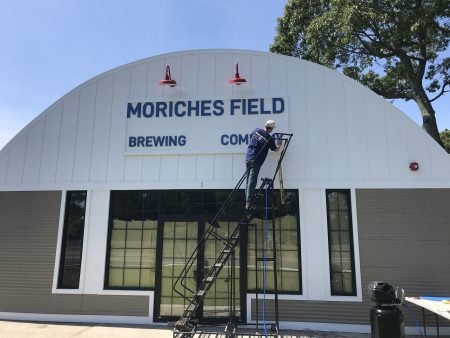 Finishing off the last exterior sign for Moriches Field Brewing Co.