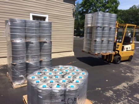 Kegs being delivered to Moriches Field Brewing Co