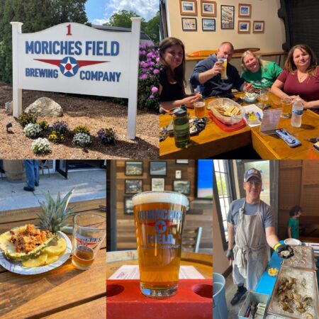 Picture of people enjoying Food and beer at Moriches Field Brewing Company