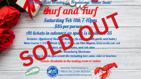 Sold Out notice for for Surf and Turf Dinner